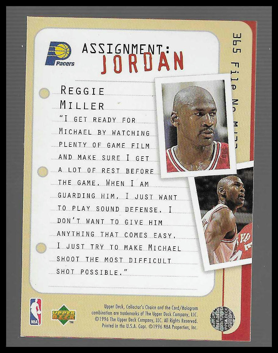 1996 UD Collectors Choice Assignment: Jordan #365 Michael Jordan