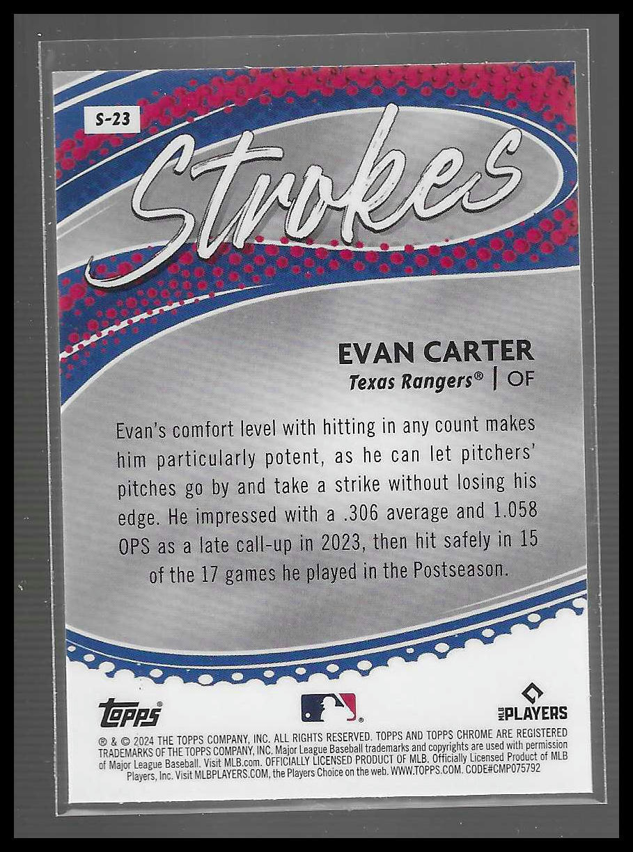 2024 Topps Chrome #S-23 Evan Carter Silver Strokes Rookie Card