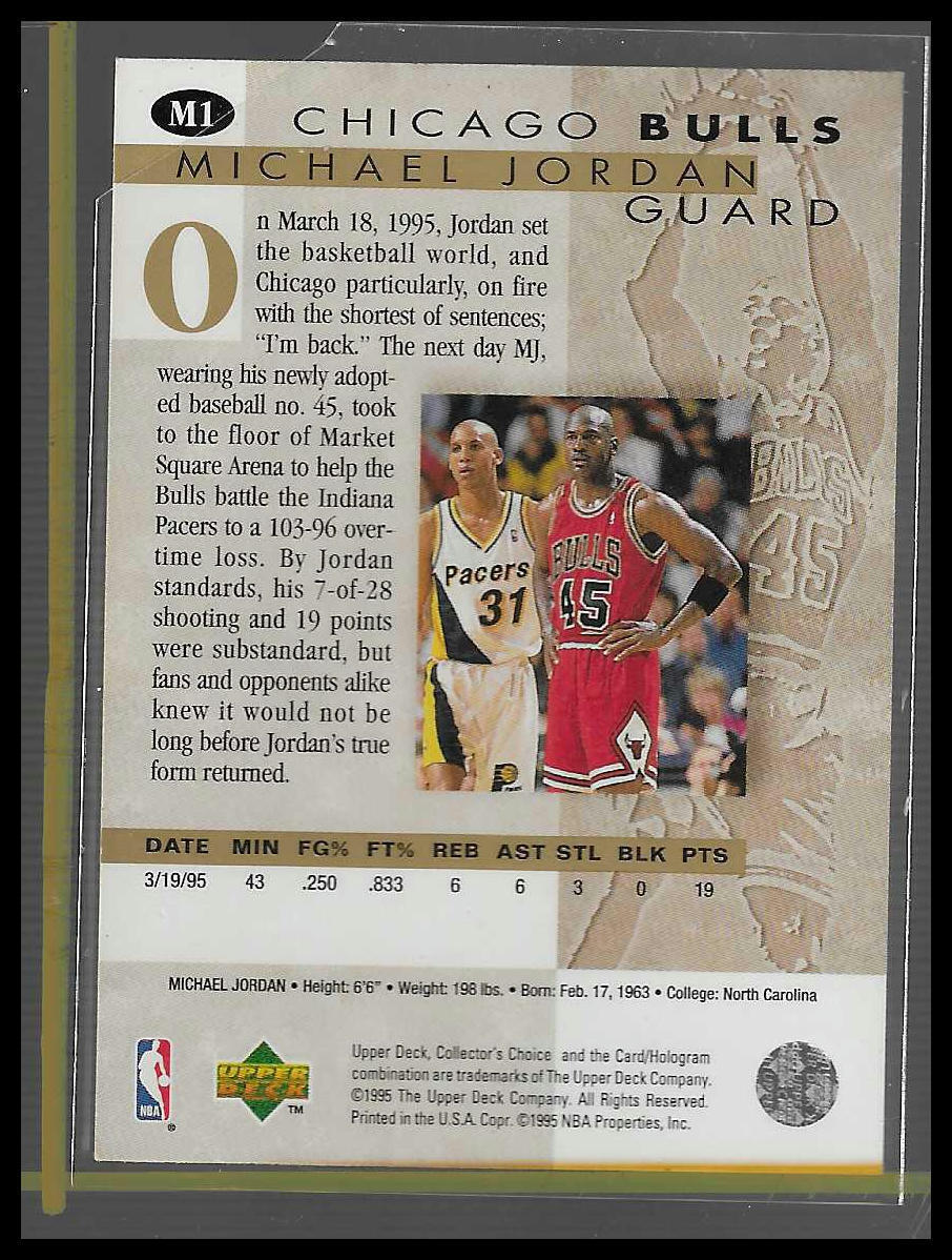 1995-96 Collector's Choice #M1 Michael Jordan Jordan He's Back