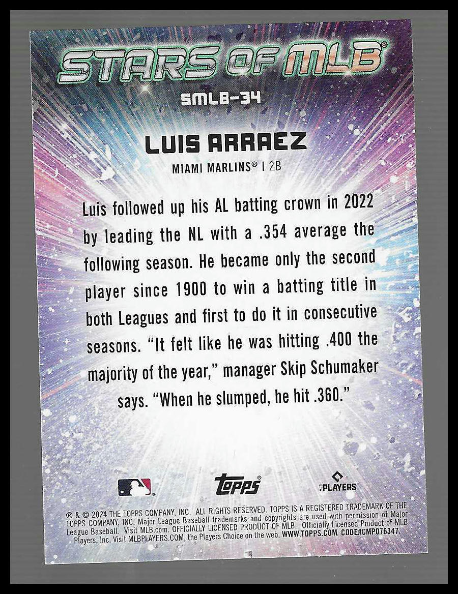 2024 Topps - Stars of MLB #SMLB-34 Luis Arraez Stars of MLB