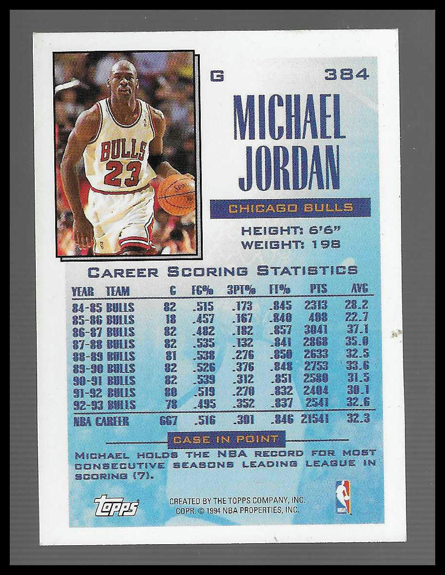 1993-94 Topps #384 Michael Jordan