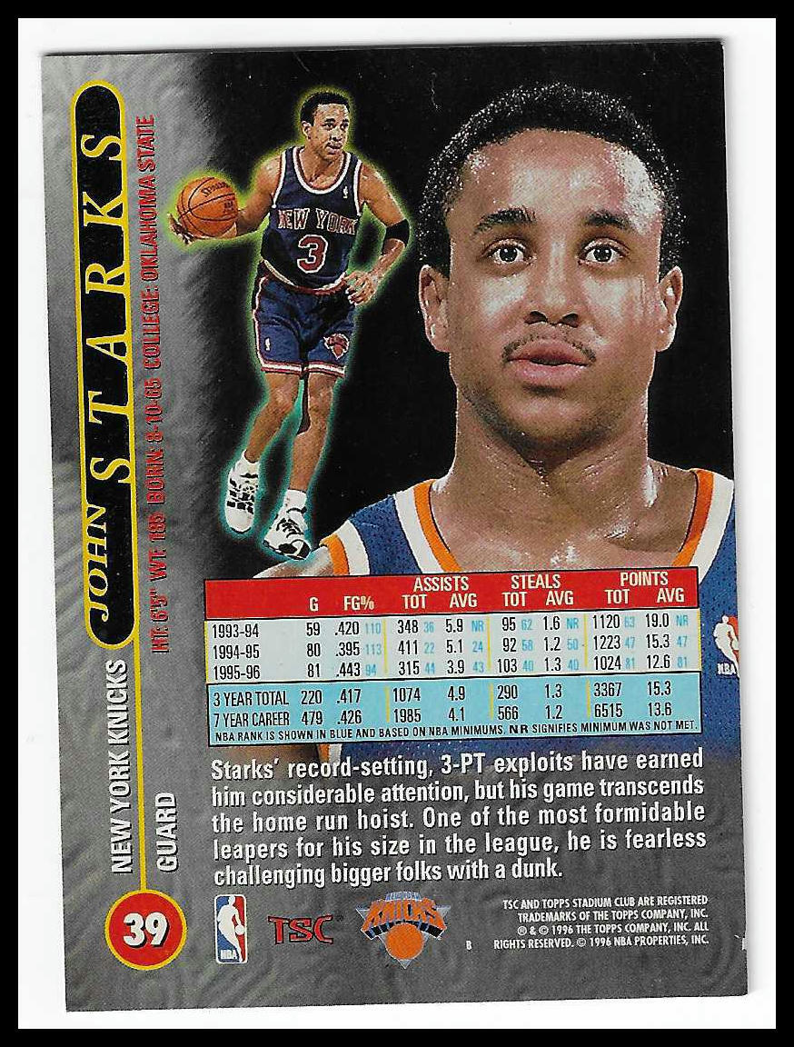 1996-97 Stadium Club #39 John Starks Matrix