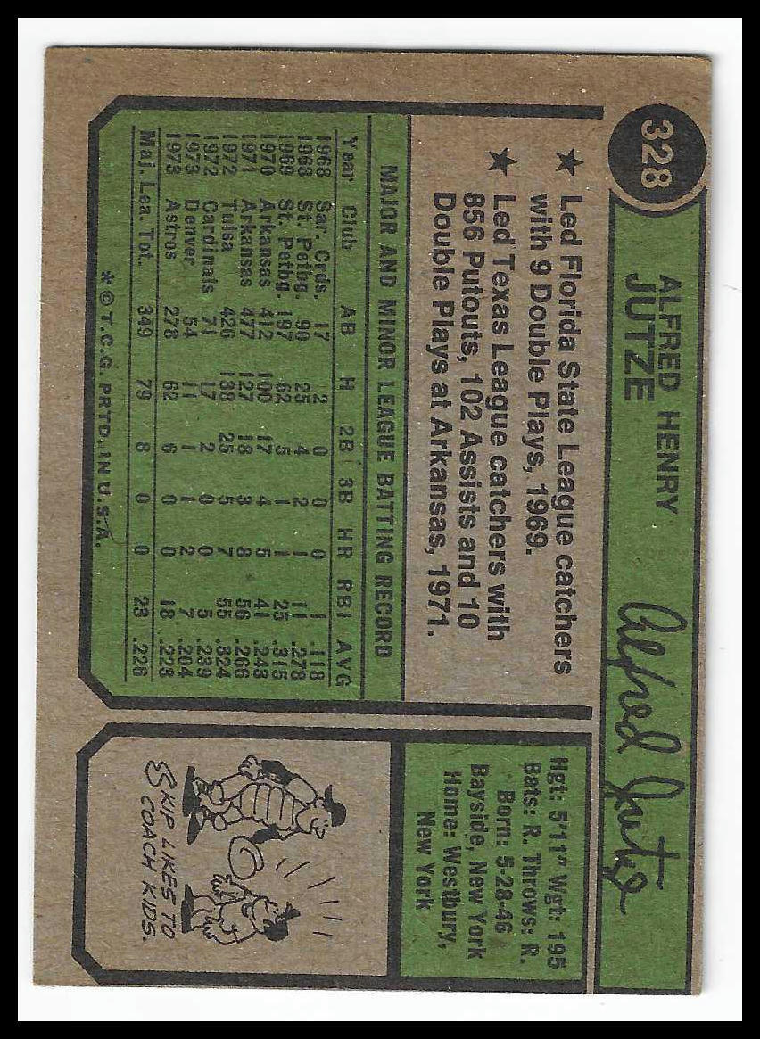 1974 Topps #328 Skip Jutze