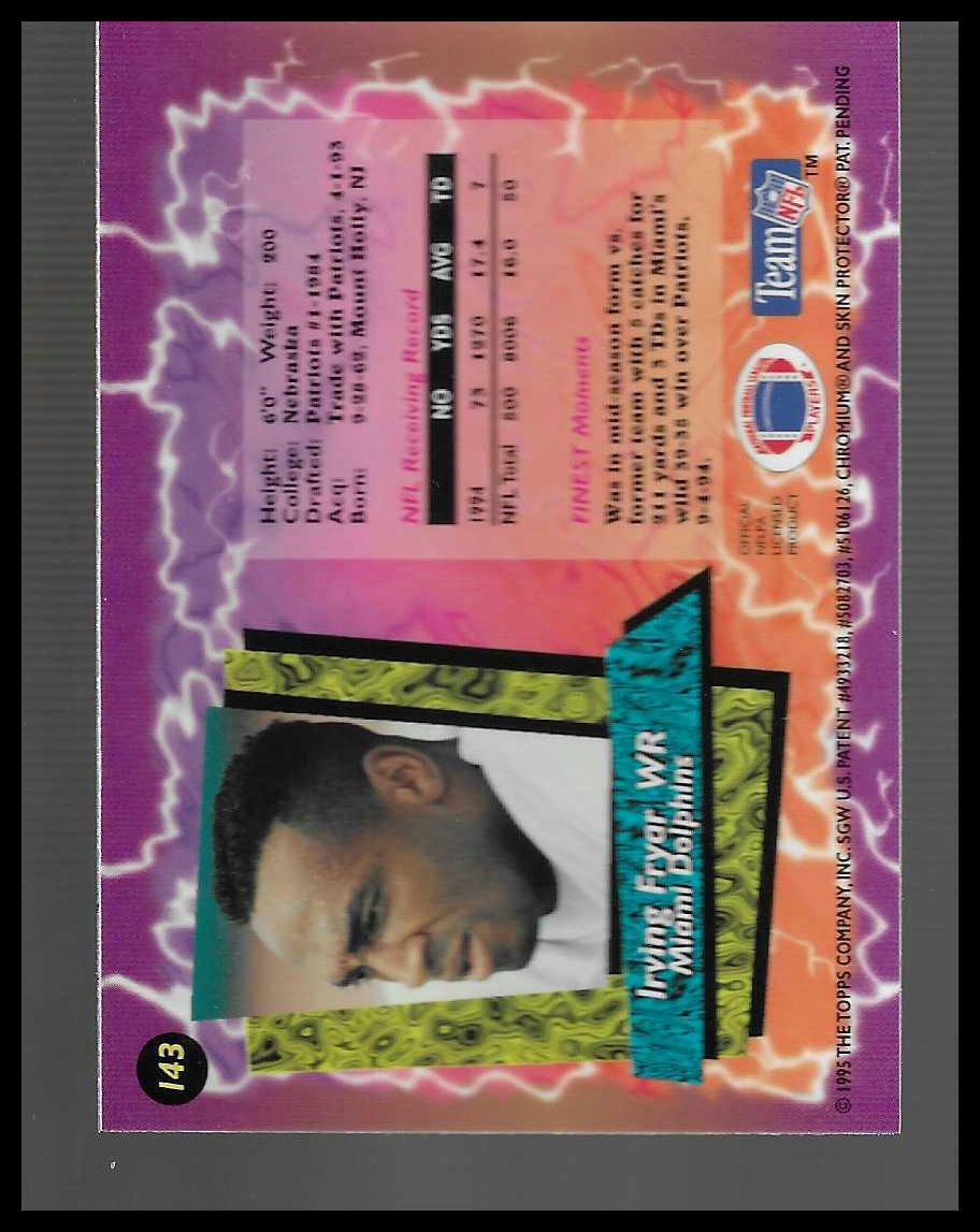 1995 Topps Finest #143 Irving Fryar Refractor