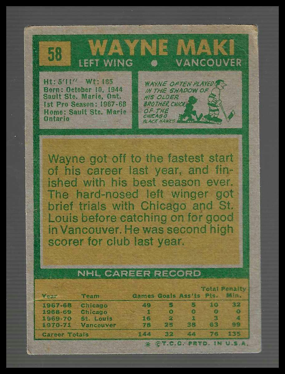 1971-72 Topps #58 Wayne Maki