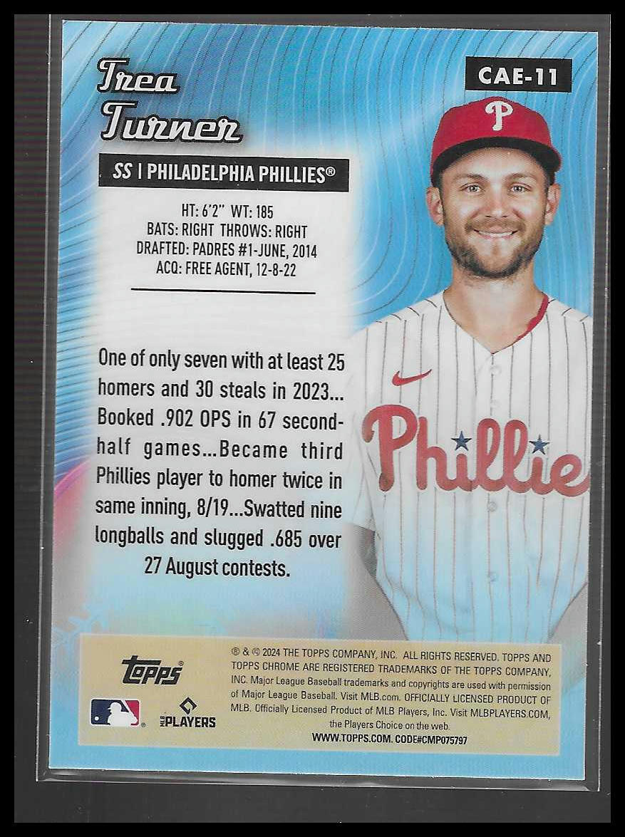 2024 Topps Chrome Refractor #CAE-11 Trea Turner Chrome All Etch