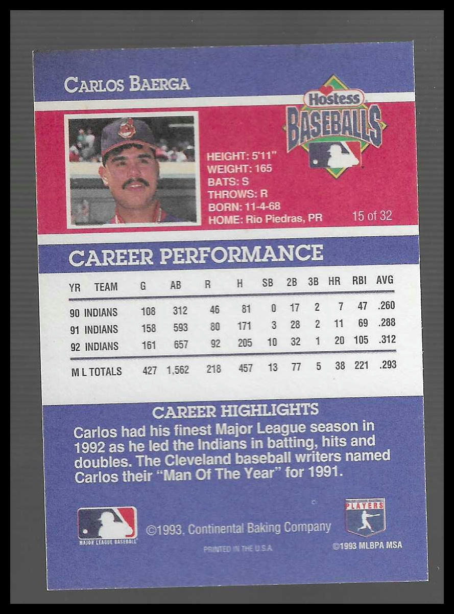 1993 Hostess #15 Carlos Baerga