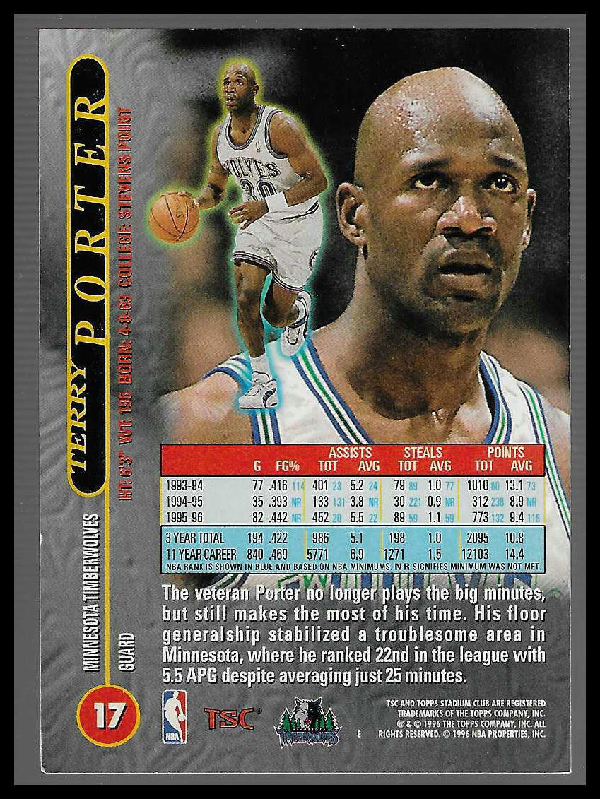 1996-97 Stadium Club #17 Terry Porter