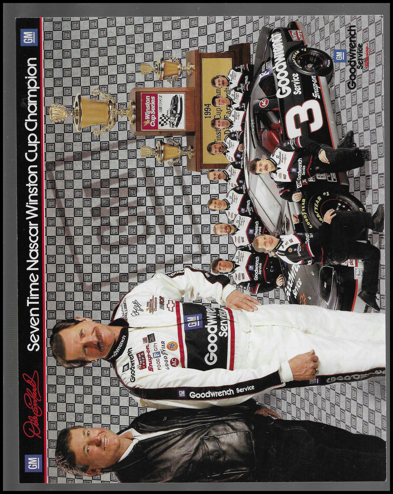 1994 Seven time Nascar Winston Cup Champion 8x10 Hard Card Dale Earnhardt