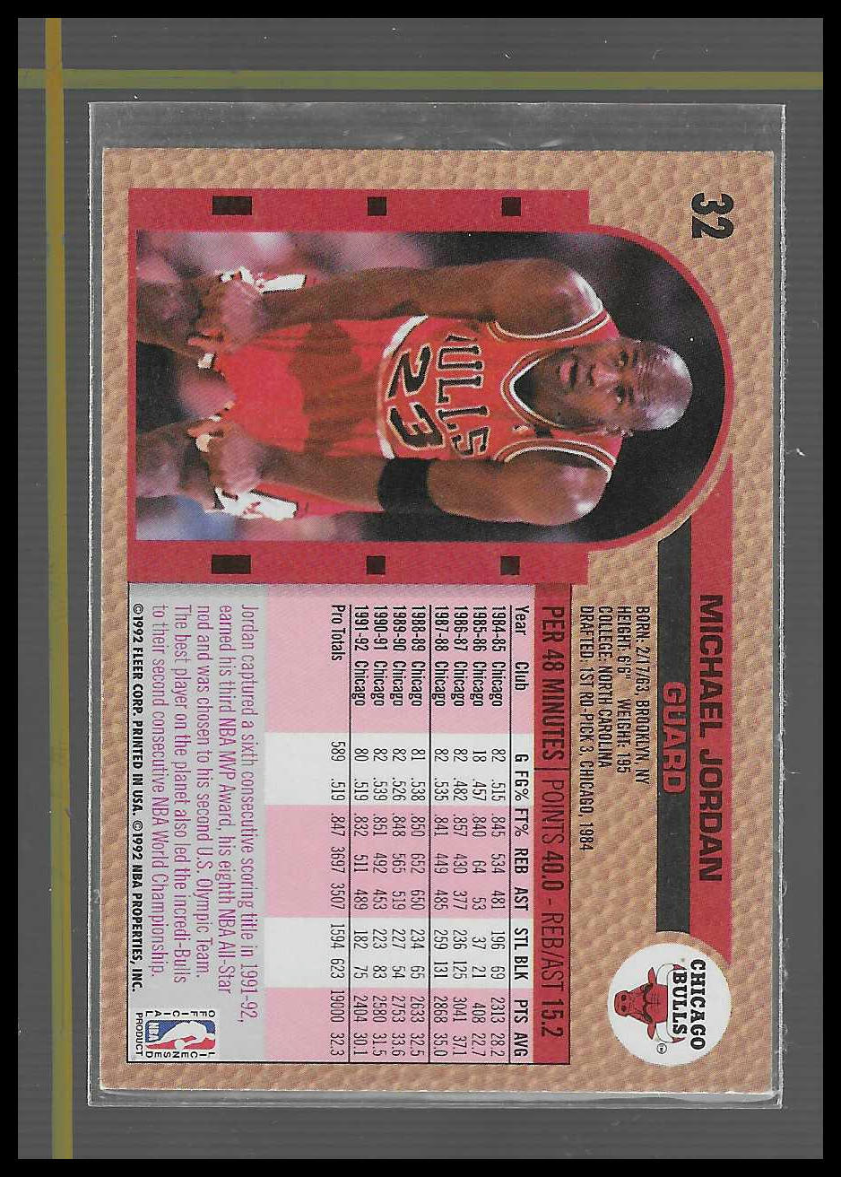 1992-93 Fleer #32 Michael Jordan Promo Sheet Singles