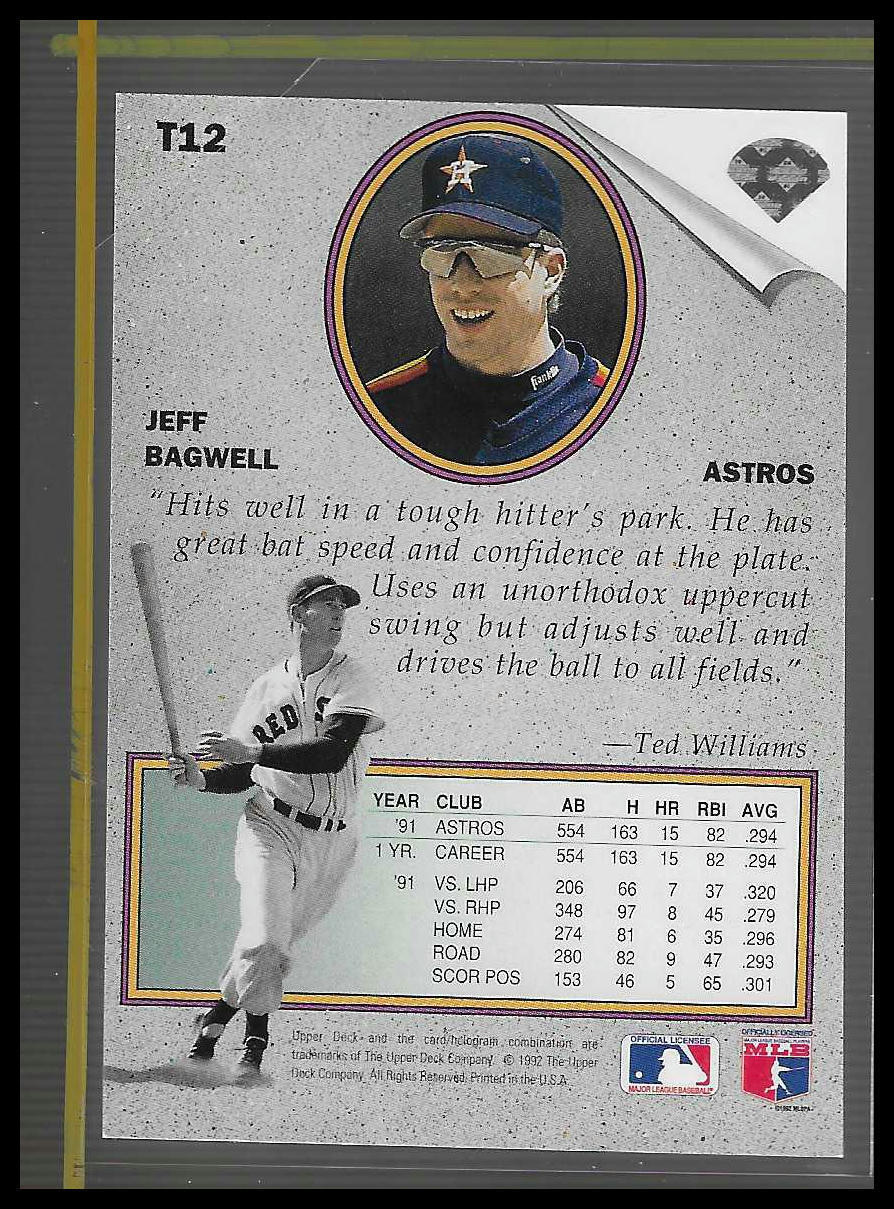 1992 Upper Deck #T12 Jeff Bagwell Ted Williams' Best