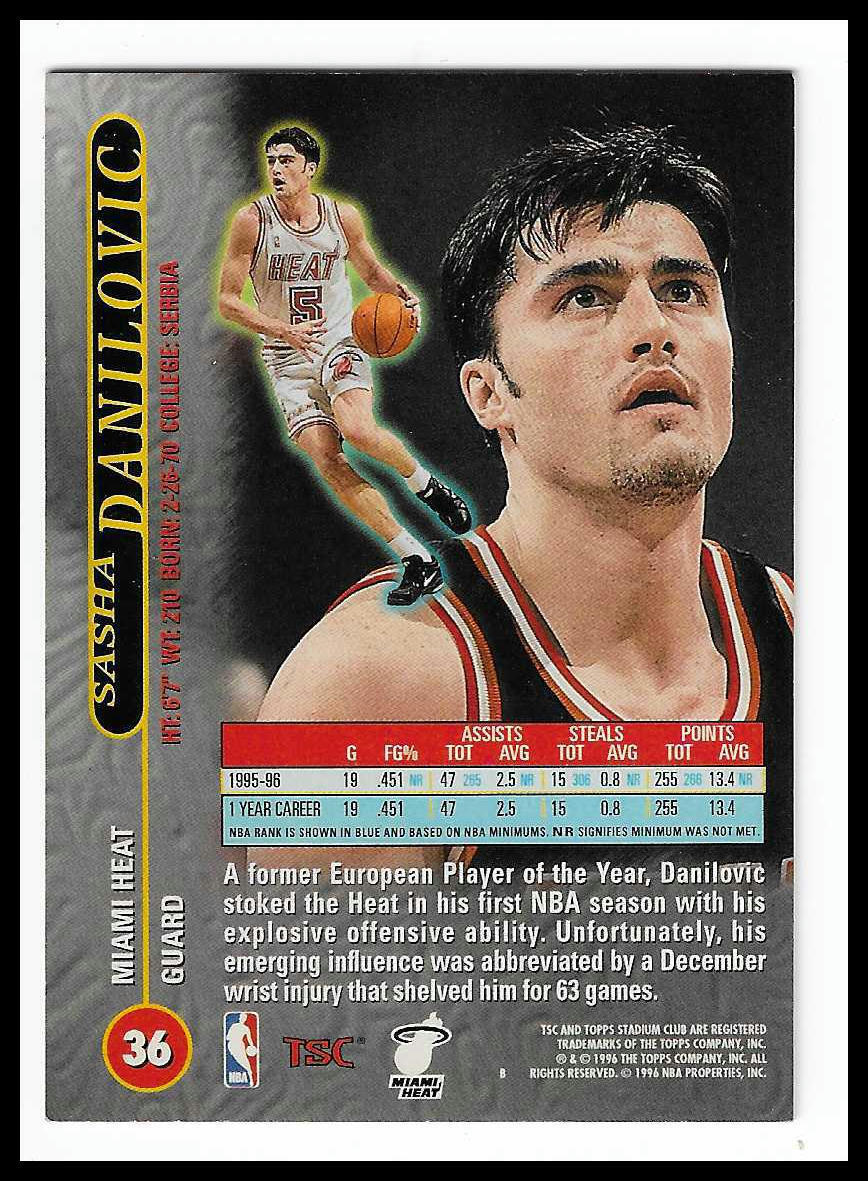 1996-97 Stadium Club #36 Sasha Danilovic