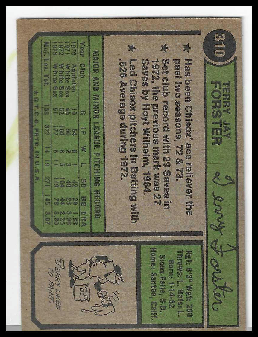 1974 Topps #310 Terry Forster