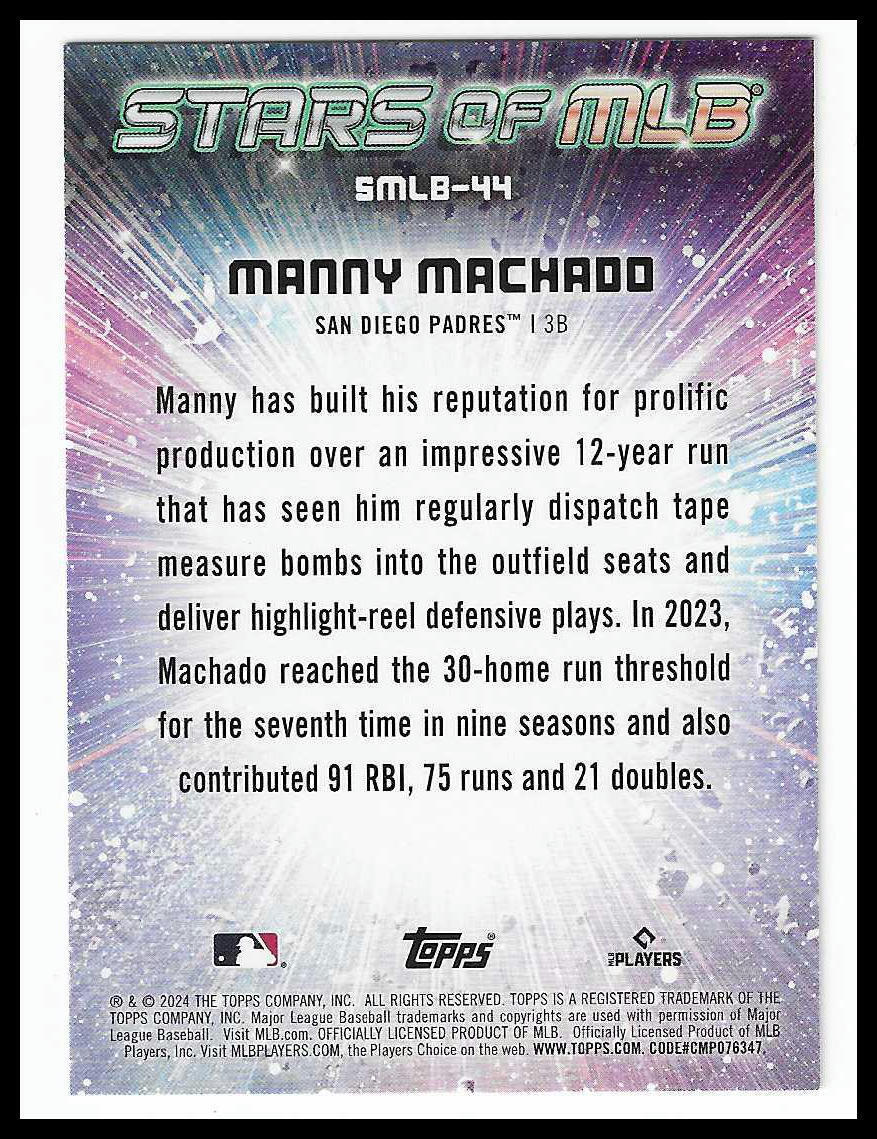 2024 Topps - Stars of MLB #SMLB-44 Manny Machado Stars of MLB