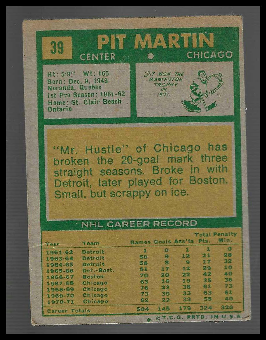 1971-72 Topps #39 Pit Martin