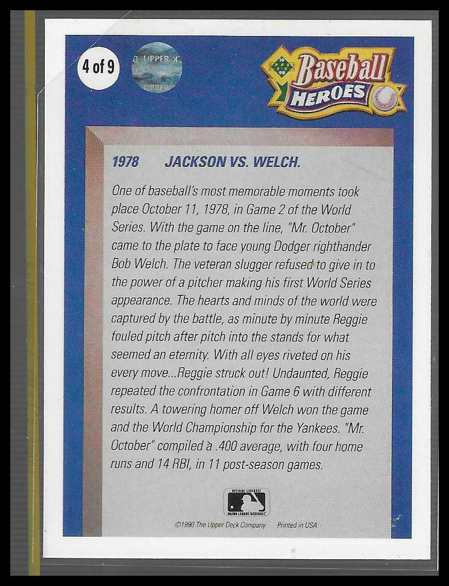 1990 Upper Deck #4 Reggie Jackson Baseball Heroes: Reggie Jackson