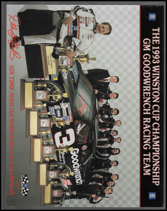 1993 Six Time Nascar Winston Cup Champion 8x10 Hardcard Dale Earnhardt