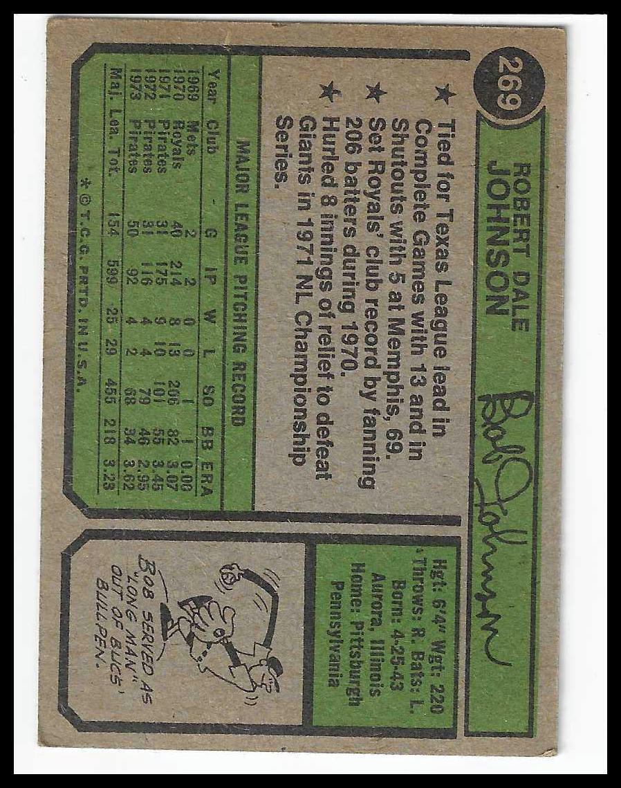 1974 Topps #269 Bob Johnson