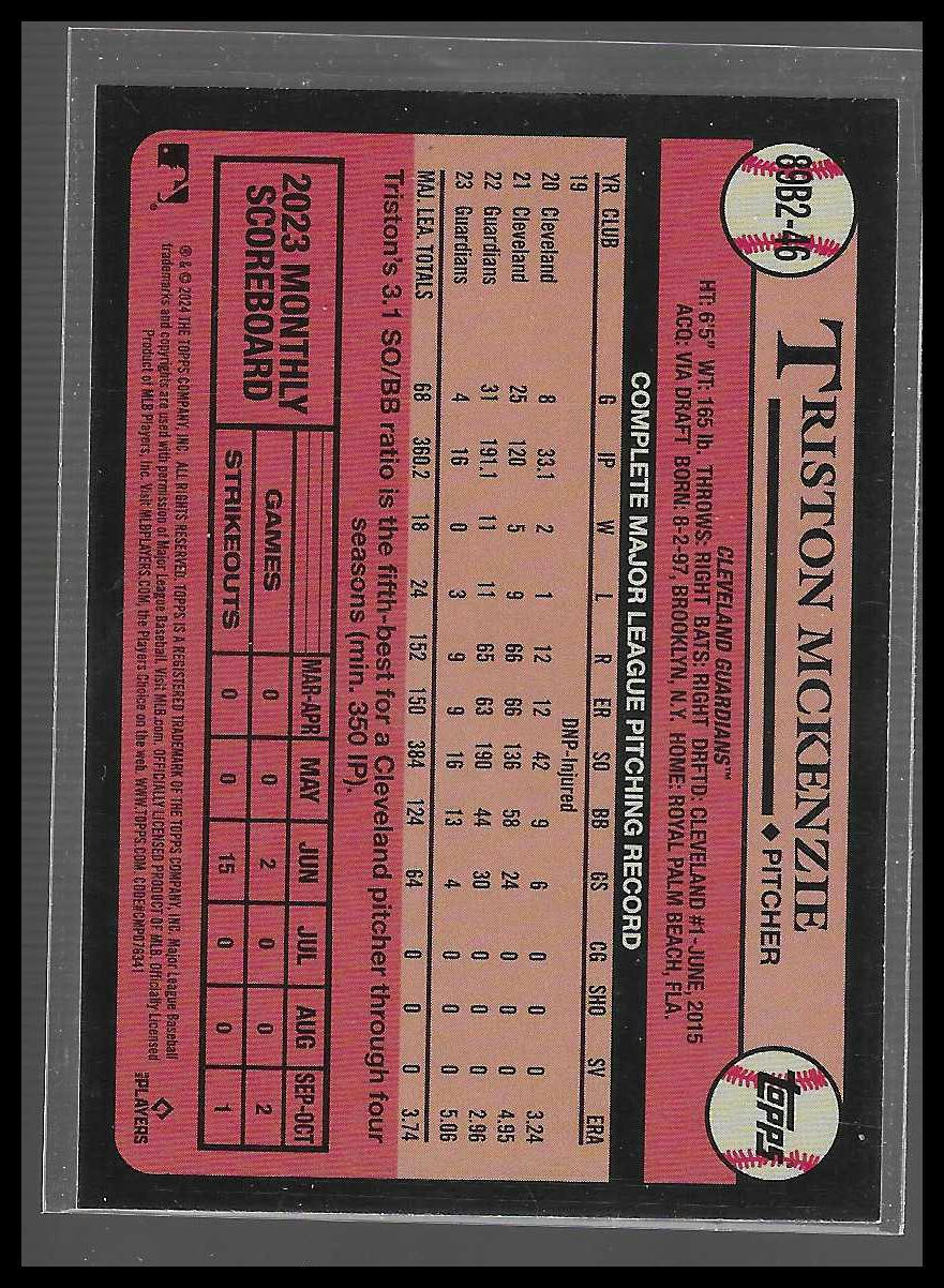 2024 Topps #89B2-46 Triston McKenzie 1989 Topps Baseball 35th Anniversary