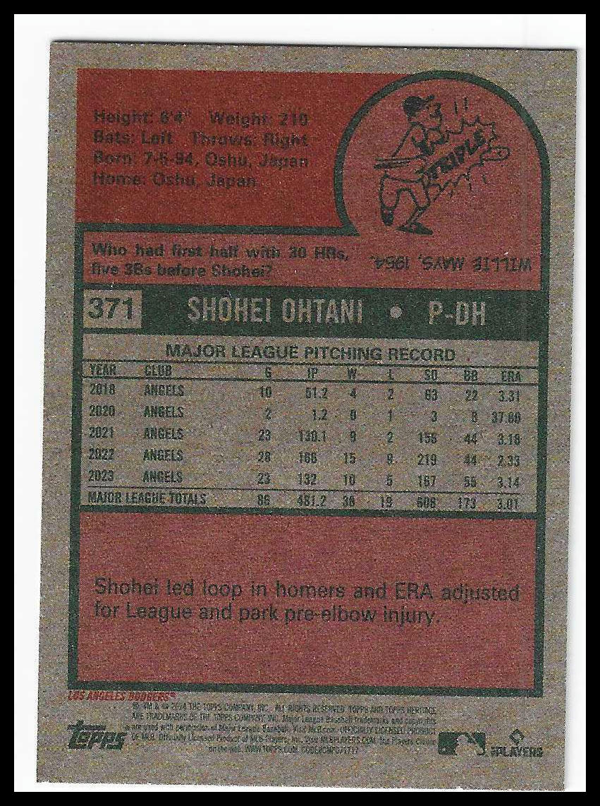 2024 Topps Heritage #371 Shohei Ohtani